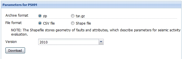 Parameters for PSHM Download